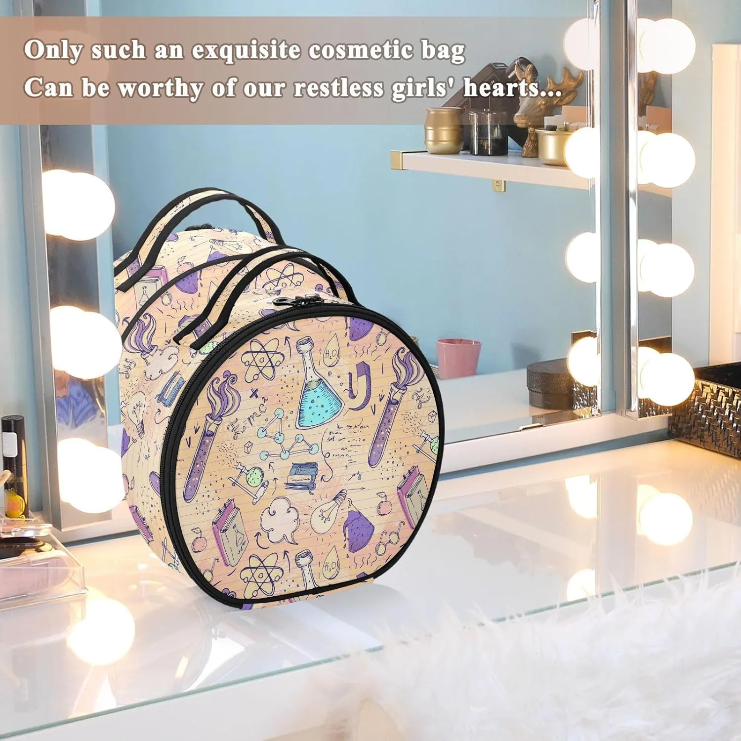 ALAZA Science Lab Objects Biology Geology Alchemy Chemistry Makeup Bag Travel Cosmetic Bag Large Toiletry Organizer