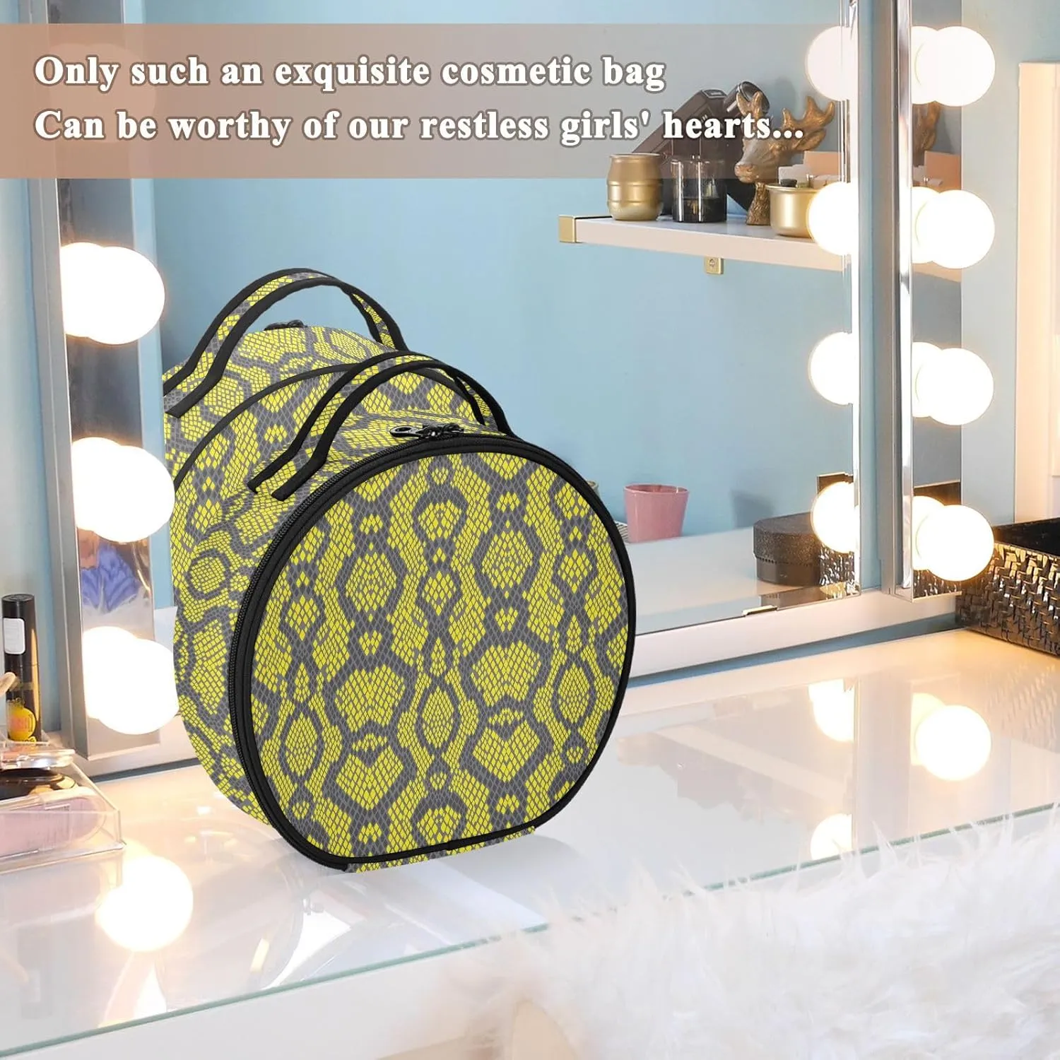 ALAZA Seamless Snake Skin Toiletry Bag Travel Makeup Case Organizer for Women