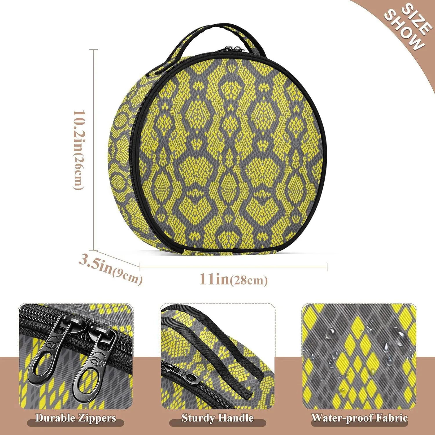 ALAZA Seamless Snake Skin Toiletry Bag Travel Makeup Case Organizer for Women