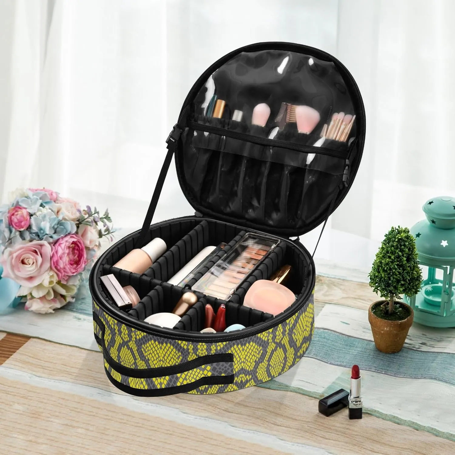 ALAZA Seamless Snake Skin Toiletry Bag Travel Makeup Case Organizer for Women