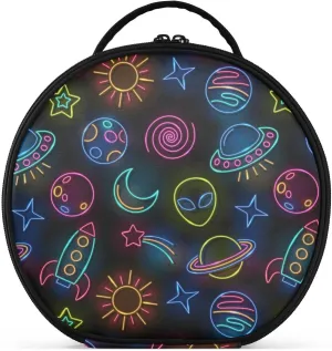 ALAZA Space Rocket Planets Alien Ship Sun Moon Comet Stars Portable Cosmetic Bag Large Capacity Makeup Bags