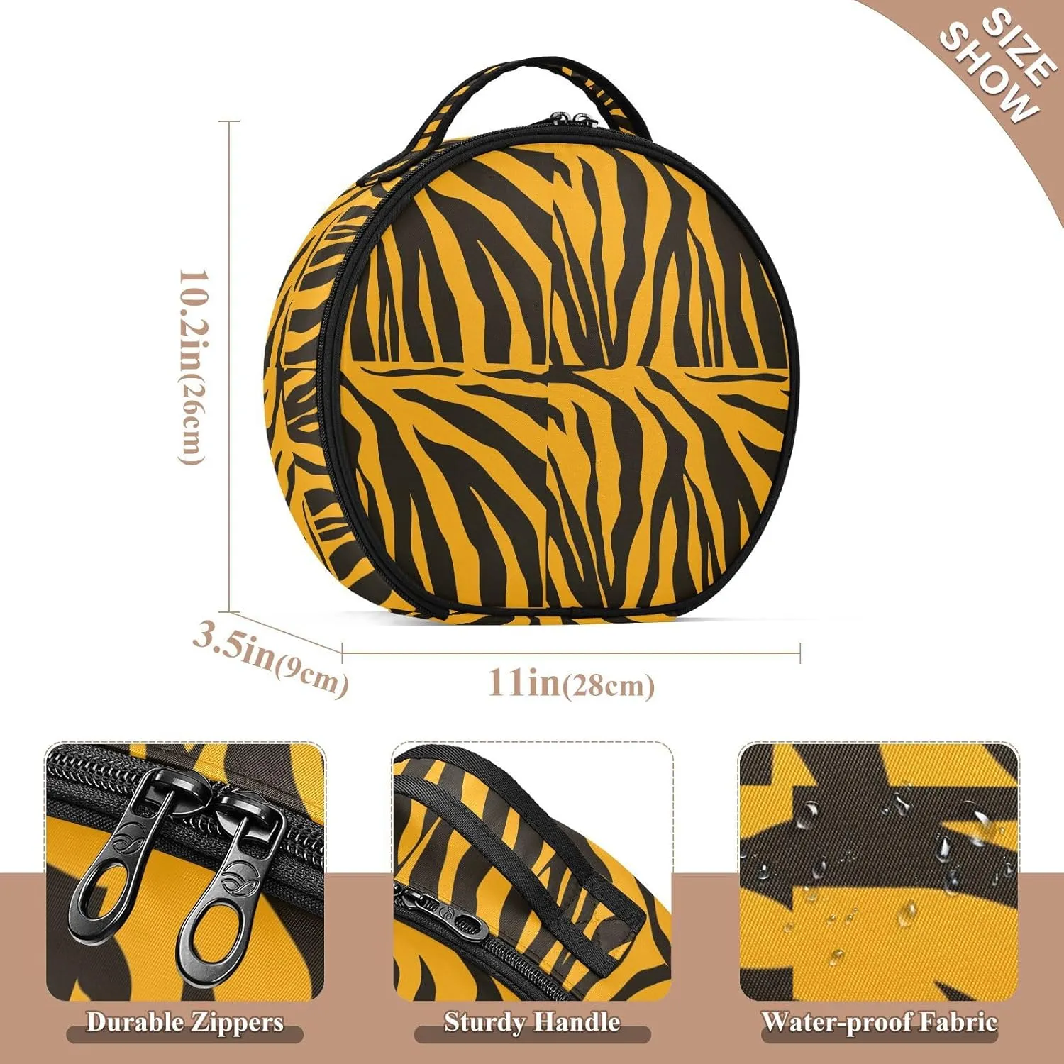 ALAZA Tiger Stripe Animal Skin Travel Makeup Train Case Makeup Cosmetic Case with Adjustable Dividers