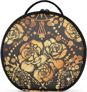 ALAZA Vintage Moon Phases Flower Cosmetic Bag Round Travel Makeup Case Organizer Portable Storage Toiletry Bag with Adjustable Dividers for Women Business Trip College Dorm