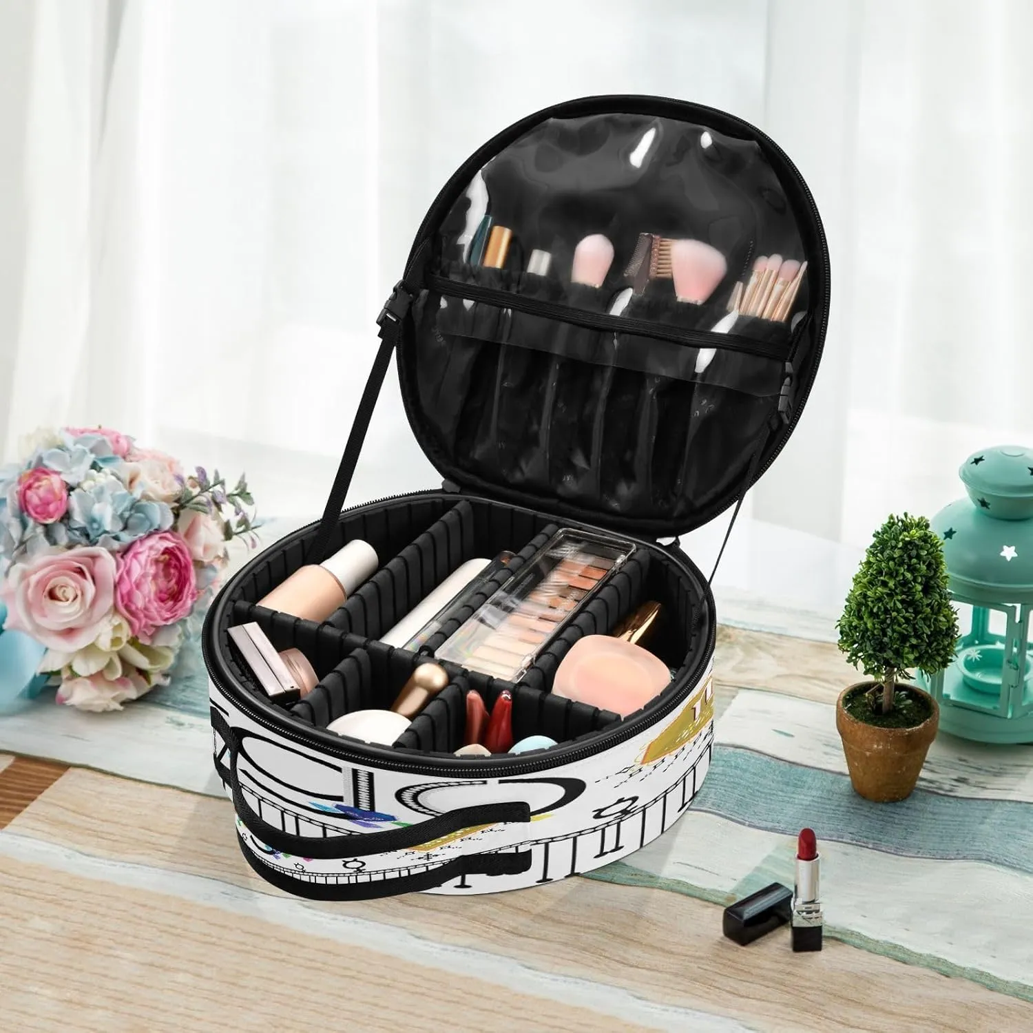 ALAZA Virgo Zodiac Moon Sign Toiletry Bag Travel Makeup Case Organizer for Women