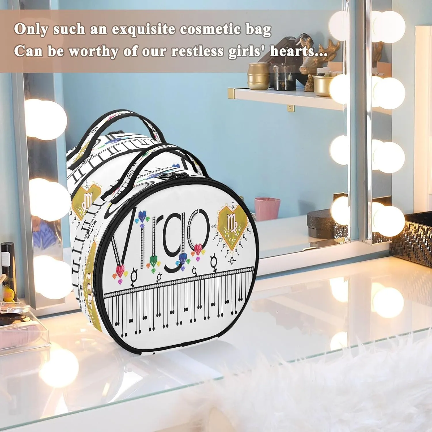 ALAZA Virgo Zodiac Moon Sign Toiletry Bag Travel Makeup Case Organizer for Women