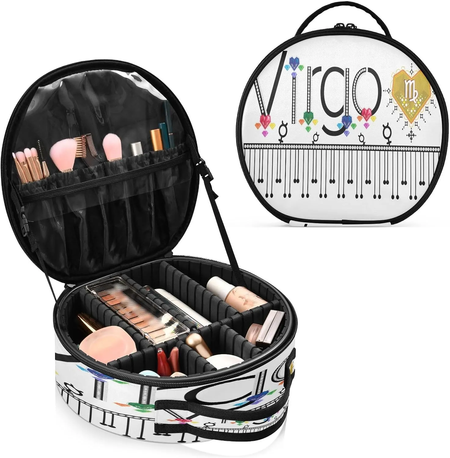 ALAZA Virgo Zodiac Moon Sign Toiletry Bag Travel Makeup Case Organizer for Women