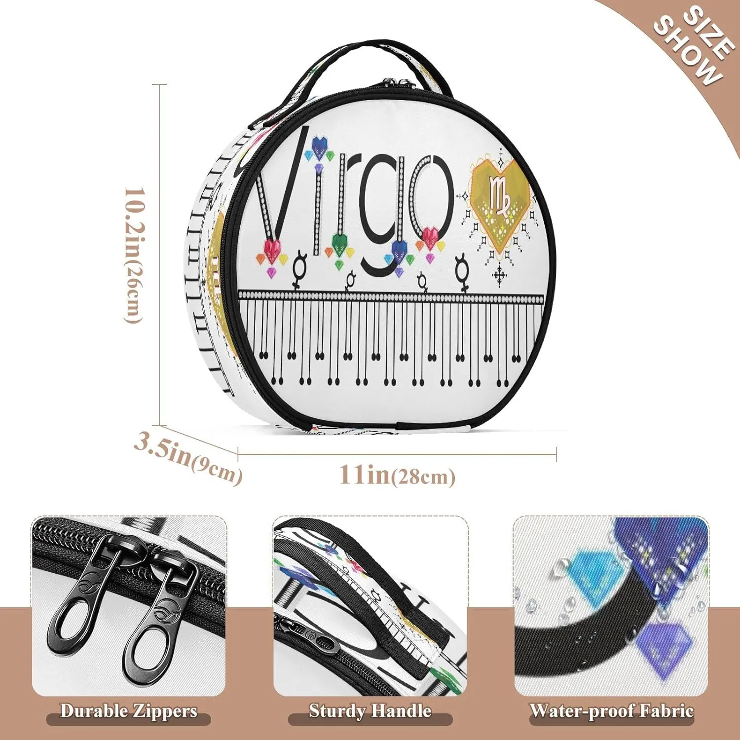 ALAZA Virgo Zodiac Moon Sign Toiletry Bag Travel Makeup Case Organizer for Women
