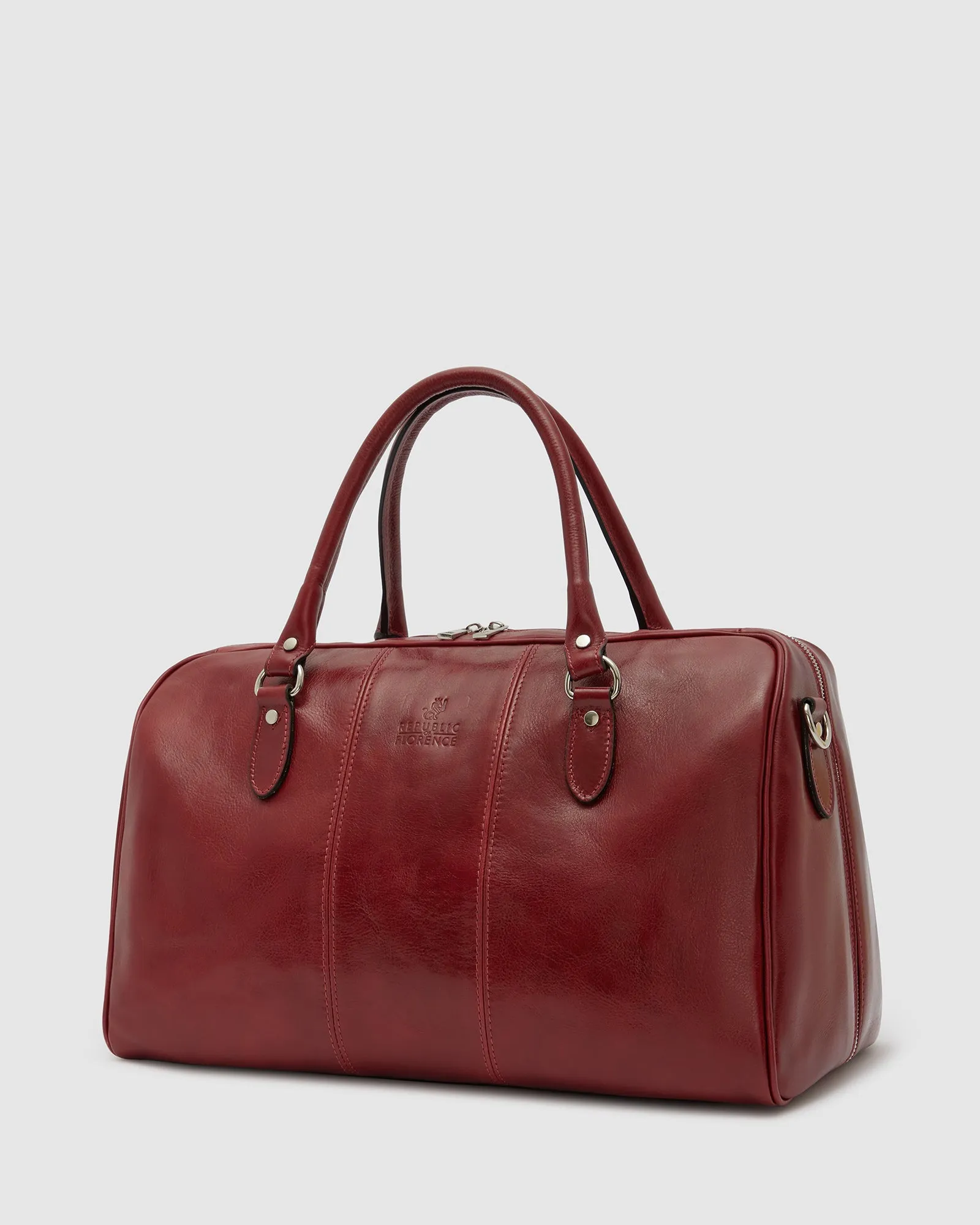 Albertis Piccolo Red Leather Duffle Bag