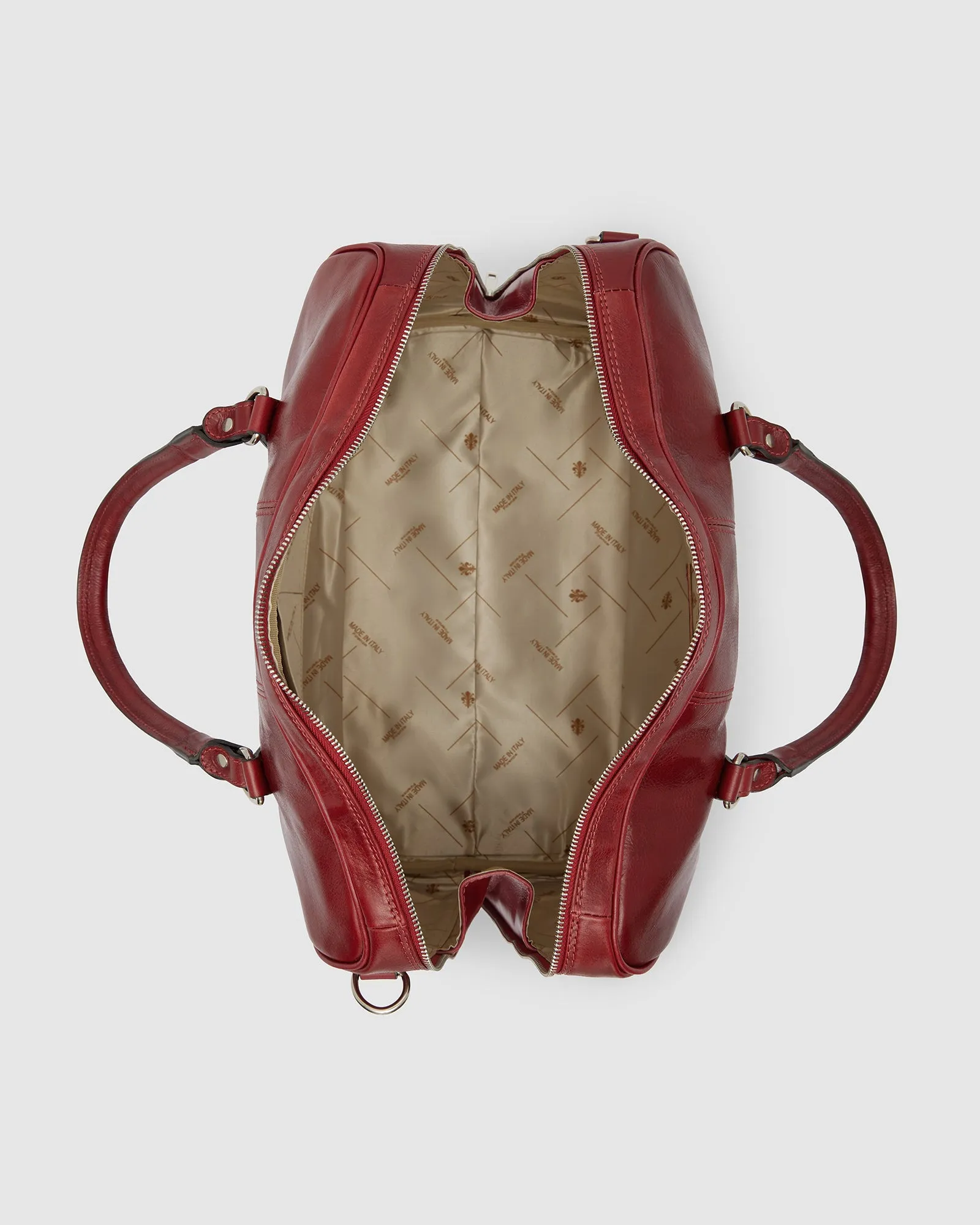Albertis Piccolo Red Leather Duffle Bag