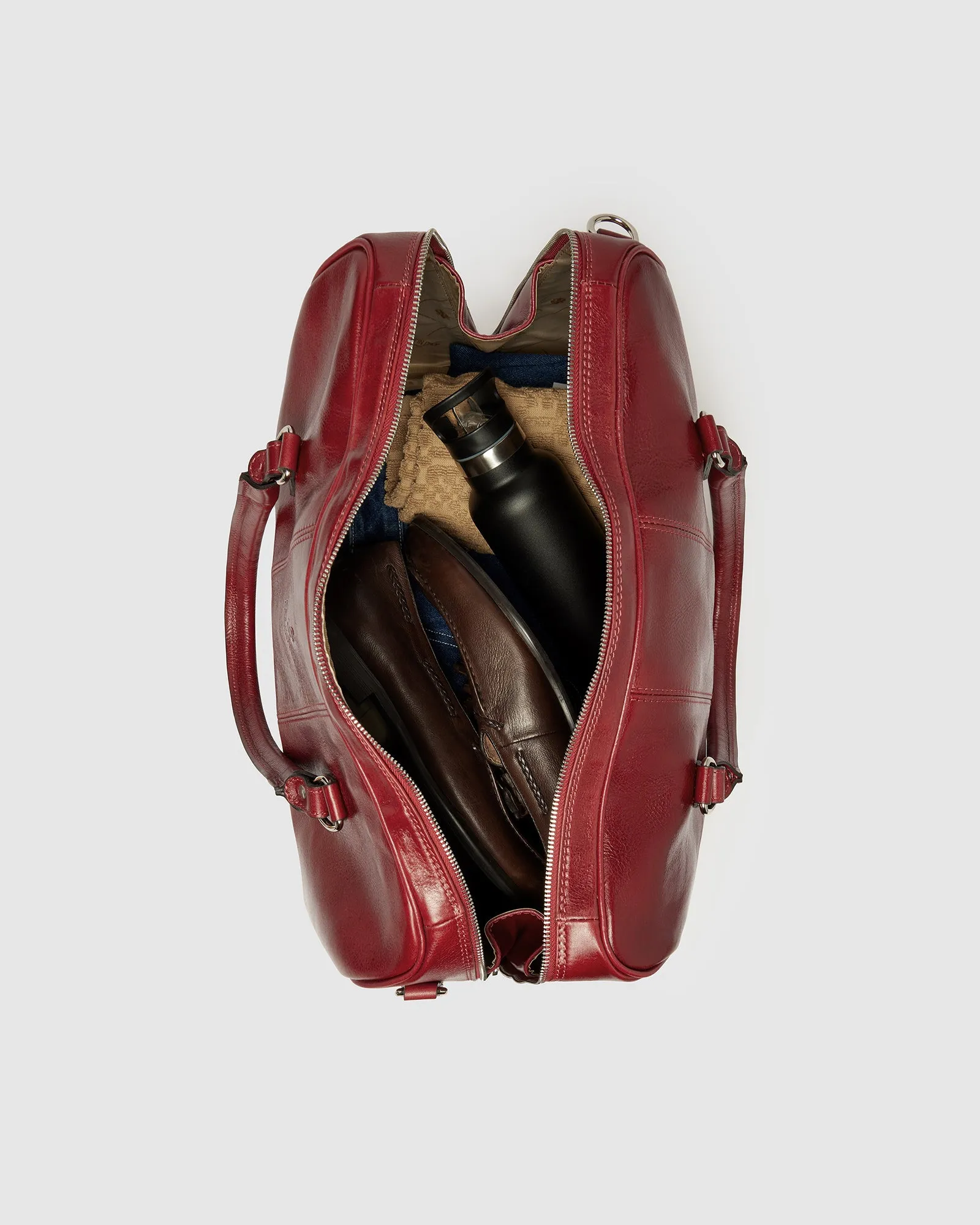 Albertis Piccolo Red Leather Duffle Bag
