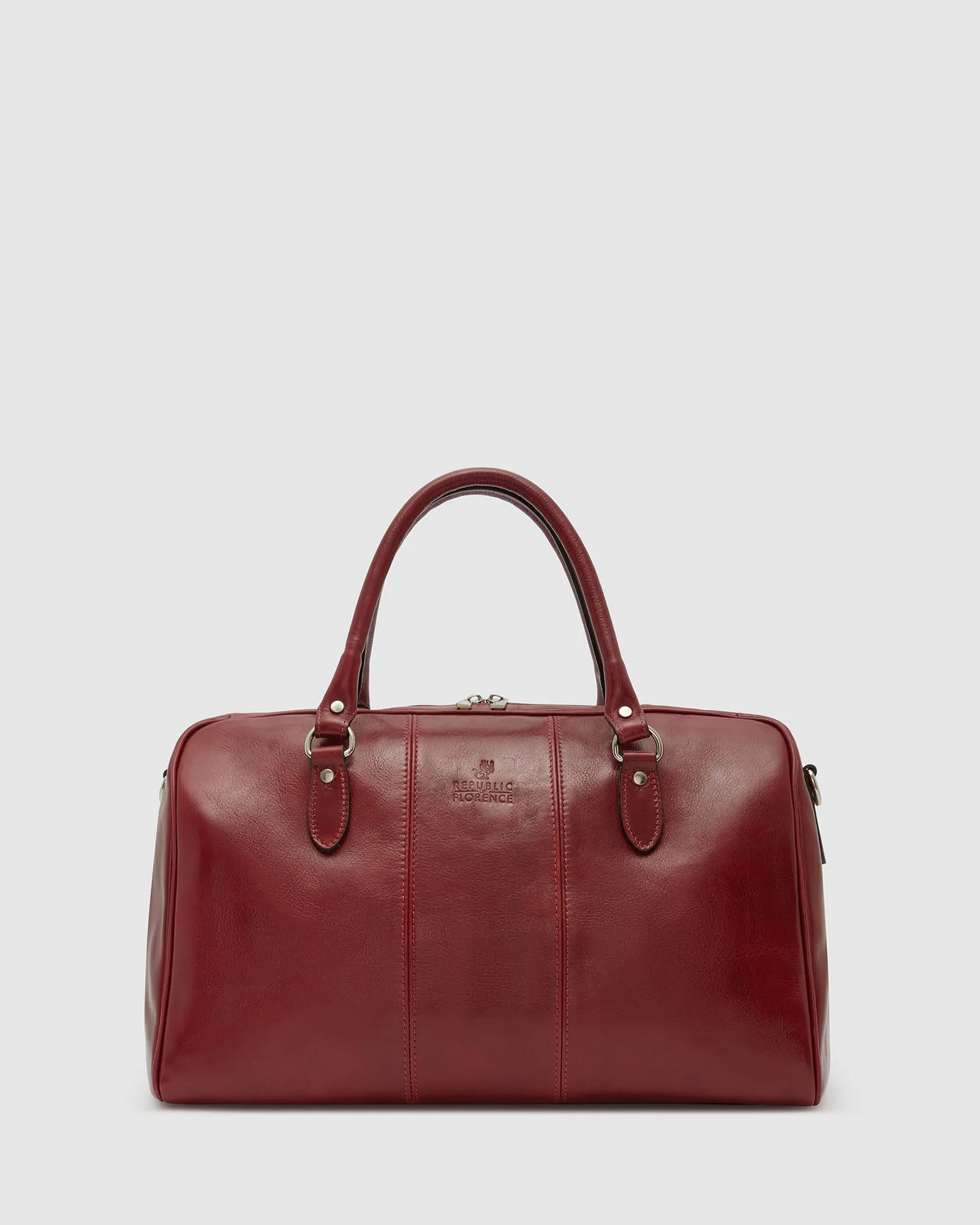 Albertis Piccolo Red Leather Duffle Bag