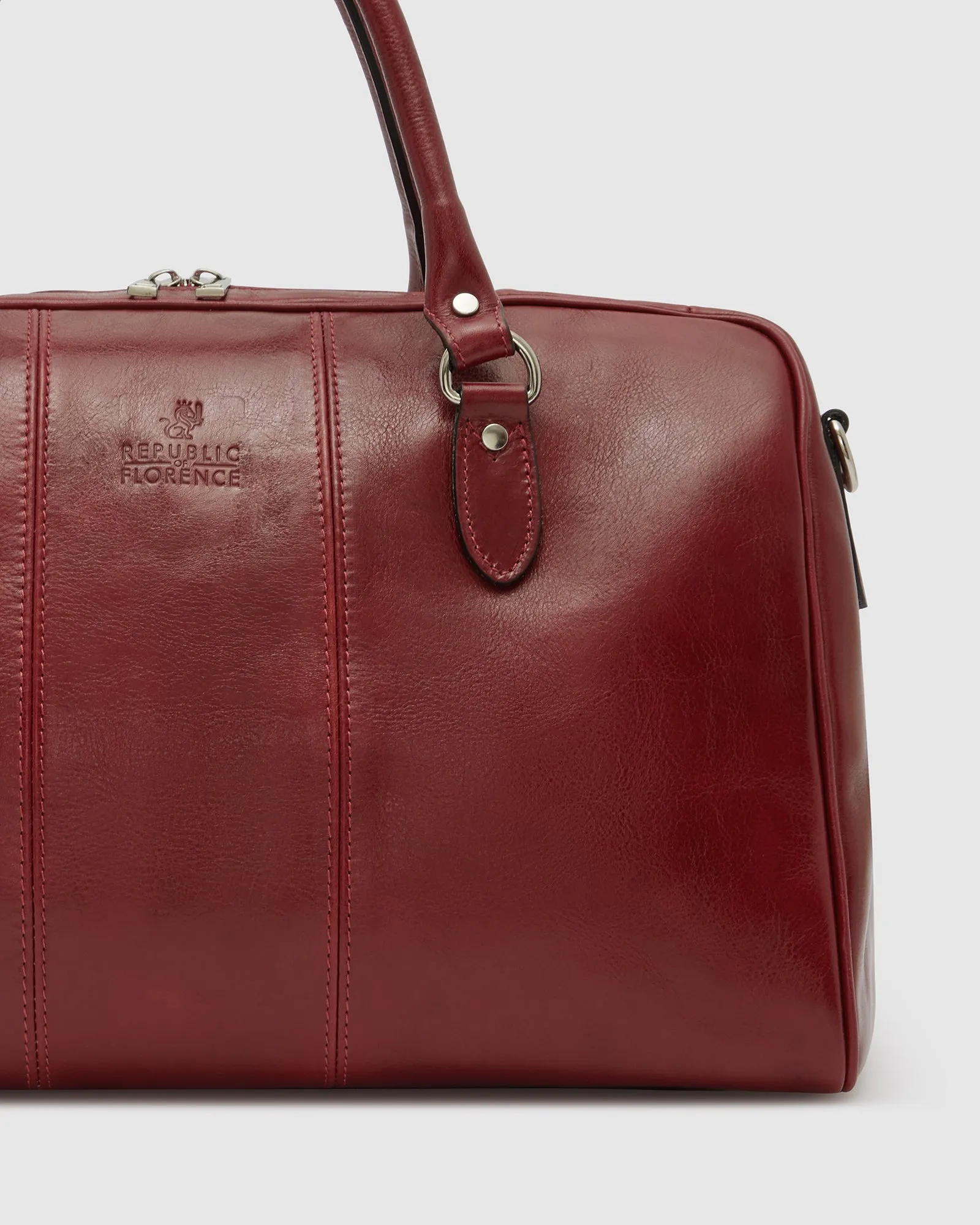 Albertis Piccolo Red Leather Duffle Bag