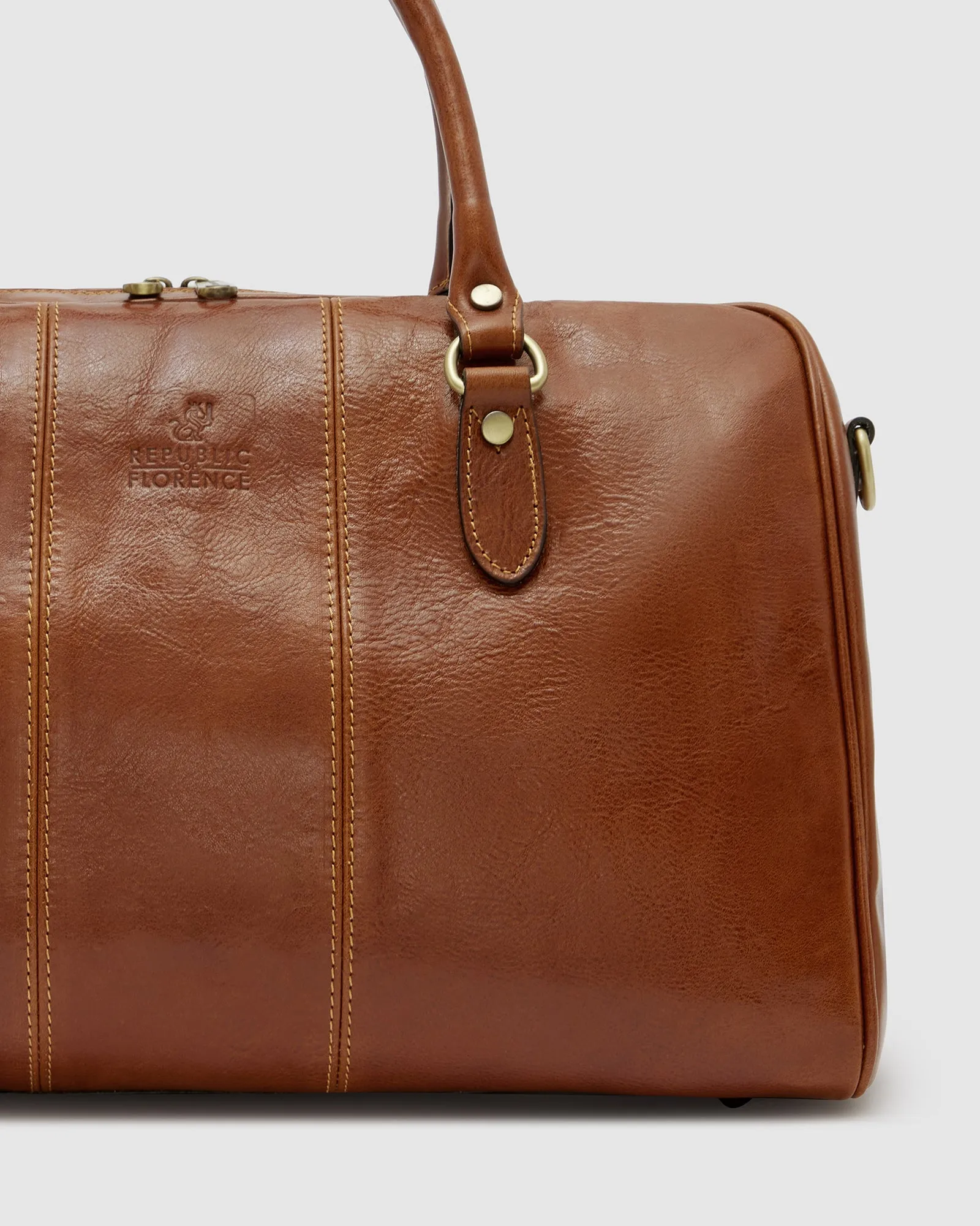 Albertis Piccolo Tan Leather Duffle Bag