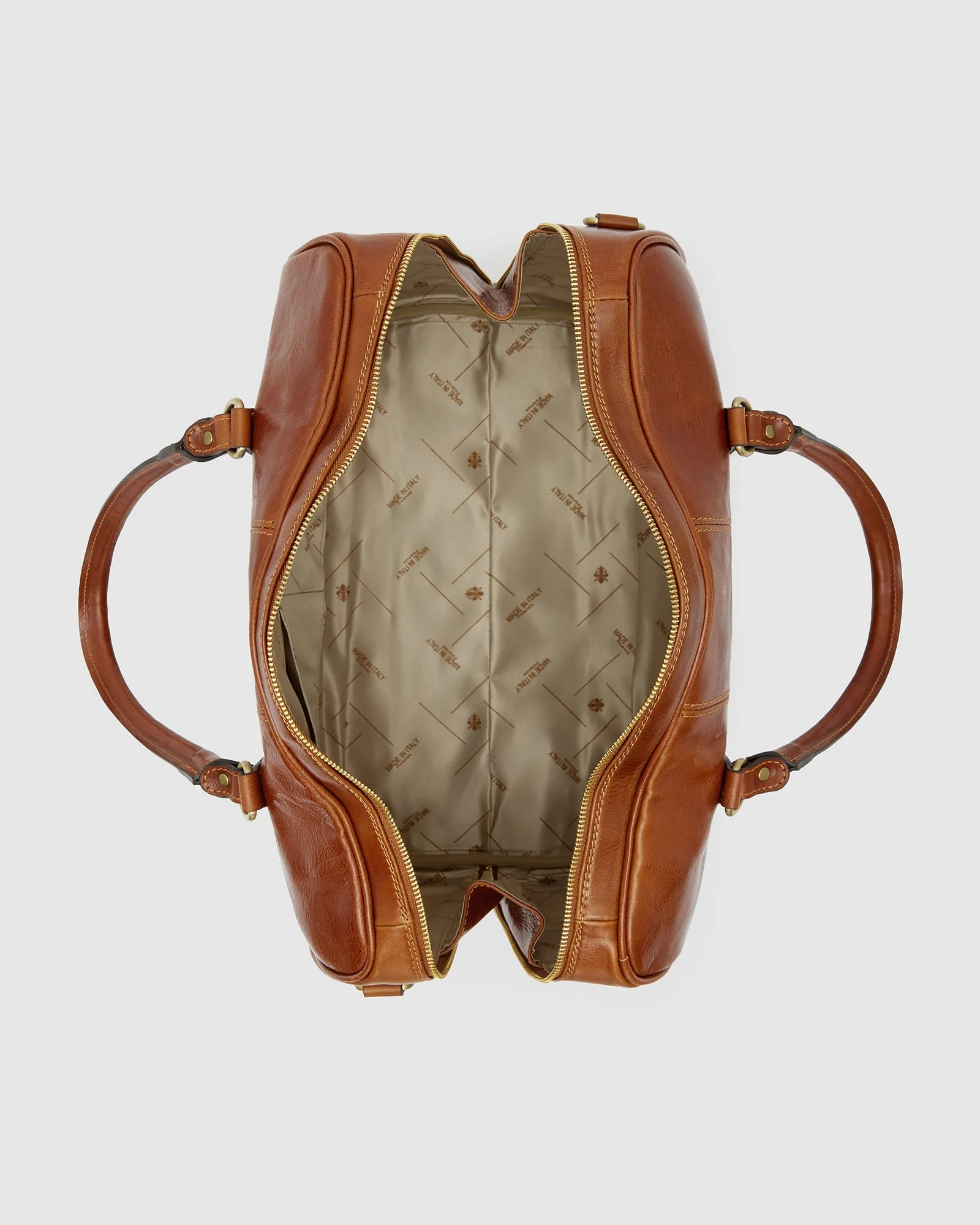 Albertis Piccolo Tan Leather Duffle Bag