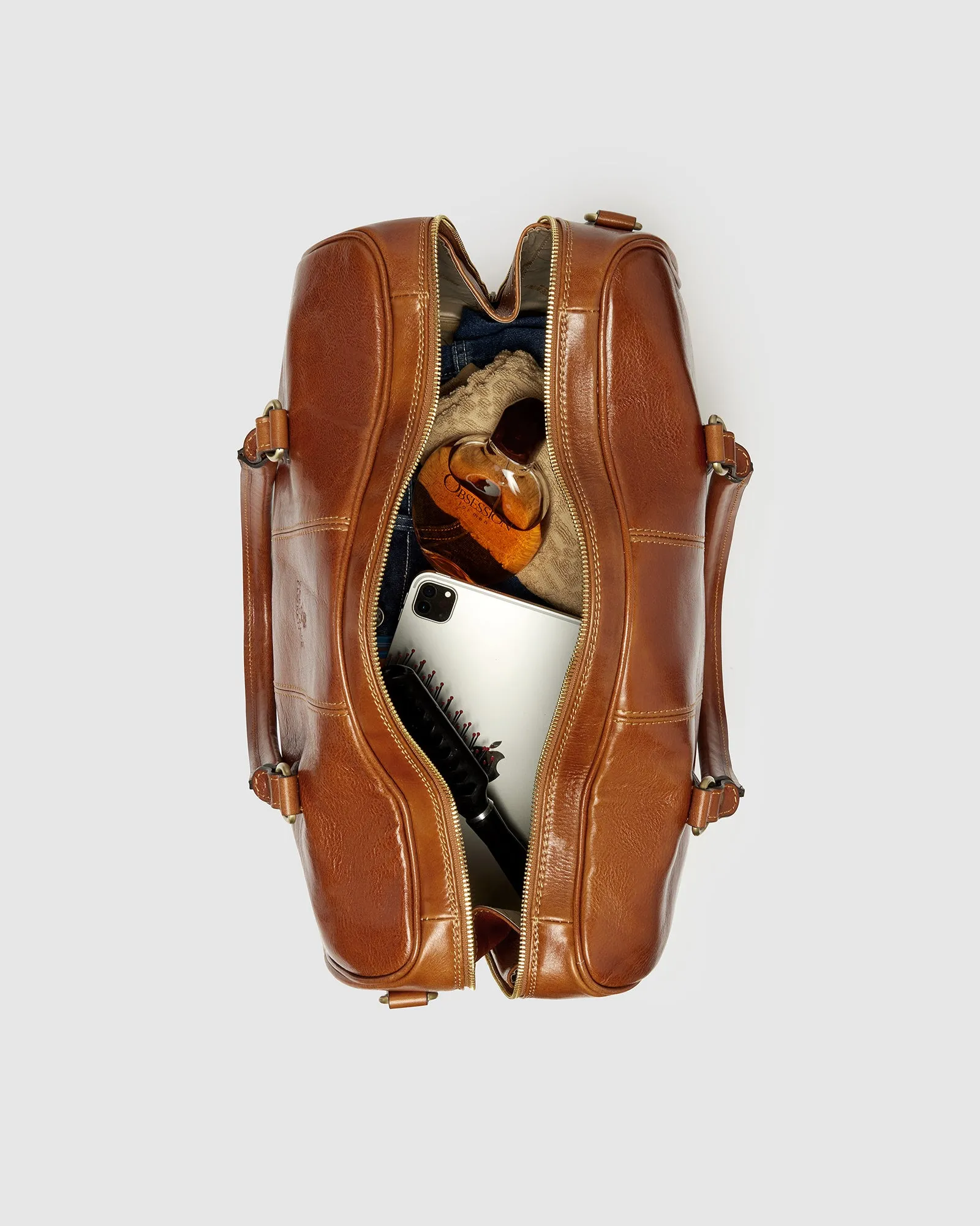 Albertis Piccolo Tan Leather Duffle Bag