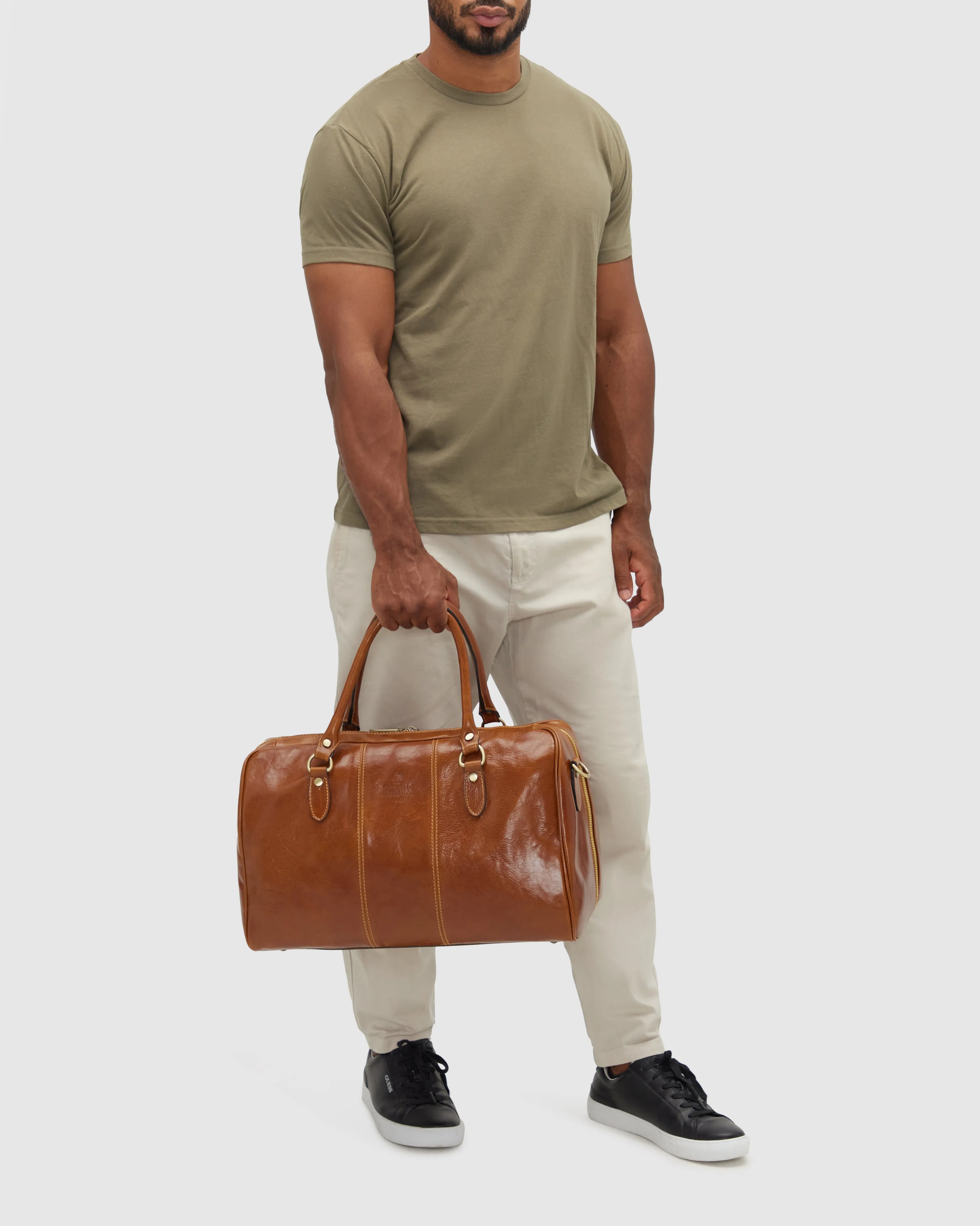 Albertis Piccolo Tan Leather Duffle Bag