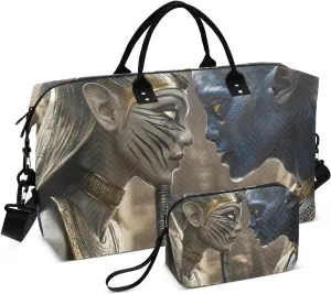 Alien Pharaoh Face Duffel Bag for Traveling, Travel Bag Gym Bag, with Multiple Interior Pockets Shoulder Weekender Bag for Women Men with Toiletry Bag 20.5L x 1.9W x 13.8H
