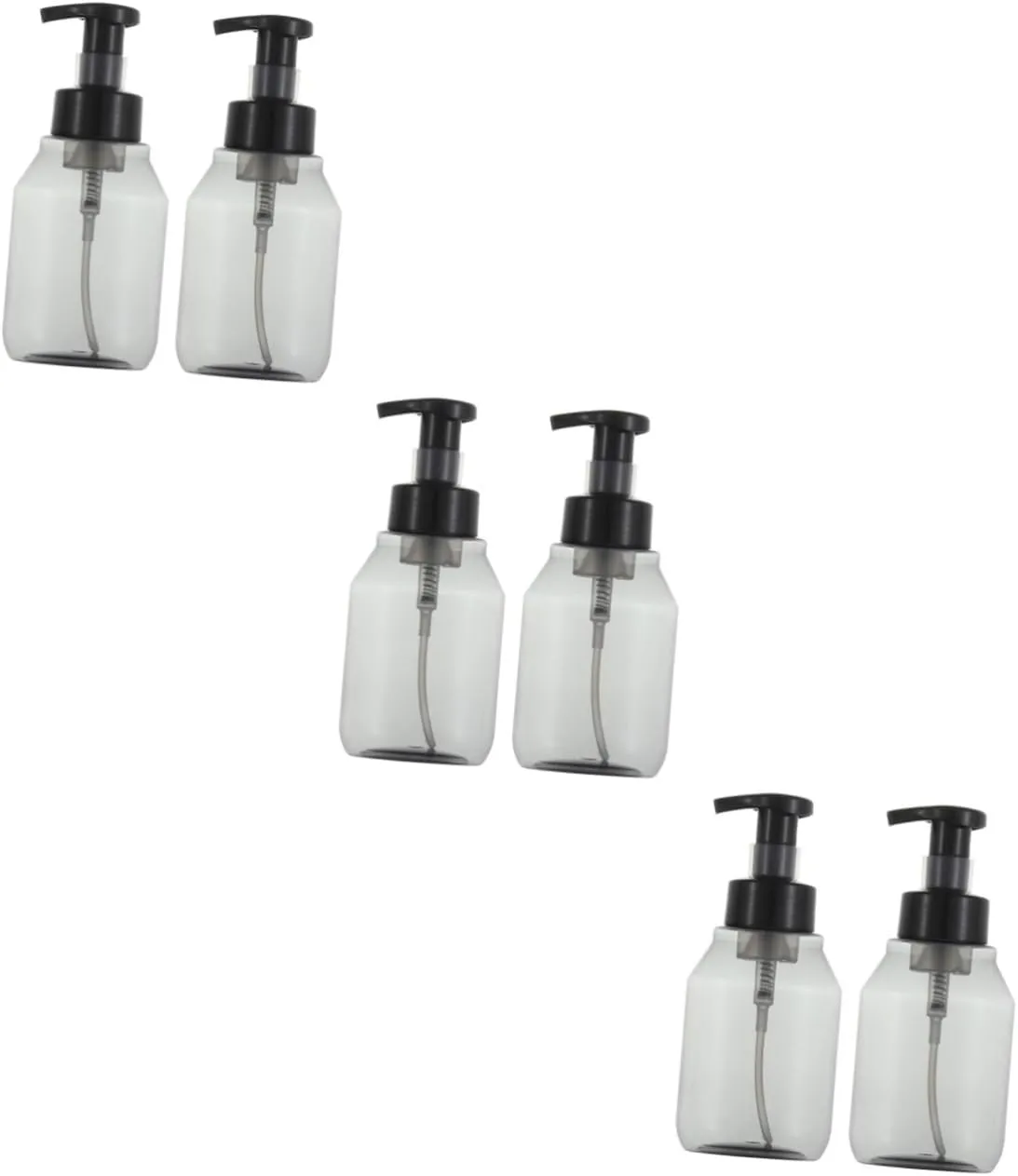 Alipis 3sets 2pcs Pump Foaming Bottle Transparent Black Makeup Press Bottles for Women for Shampoo Conditioner Body Wash Travel Friendly Leak Flexible Containers 2pcs*3