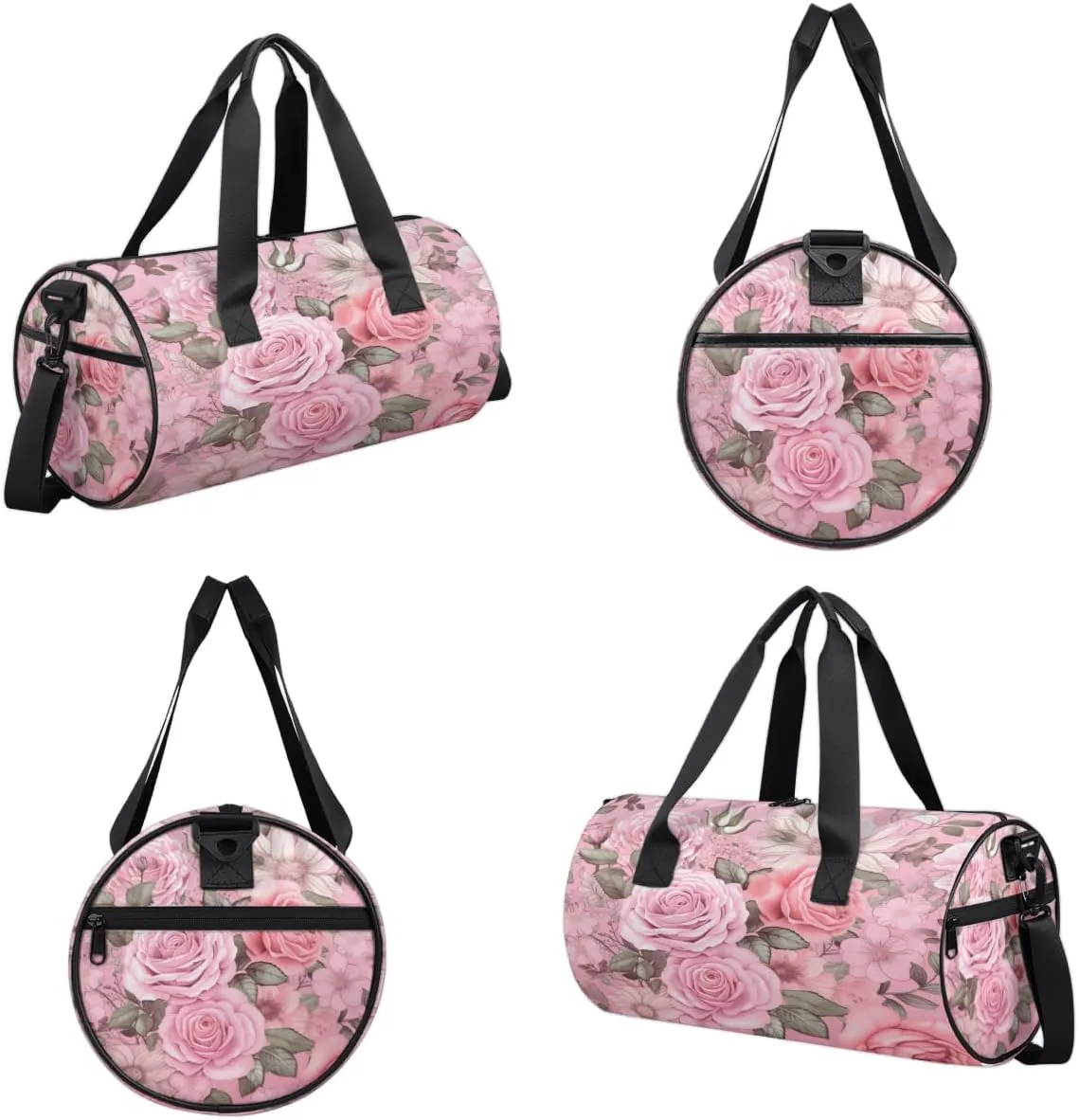 All Pink Rose Garden Sports Duffel Bag with Shoulder Strap, Large Capacity Gym Bag with Shoe Compartment, Water Resistant Travel Duffle Bag for Men Women Travel, Sports (17.6x9x9 Inch)