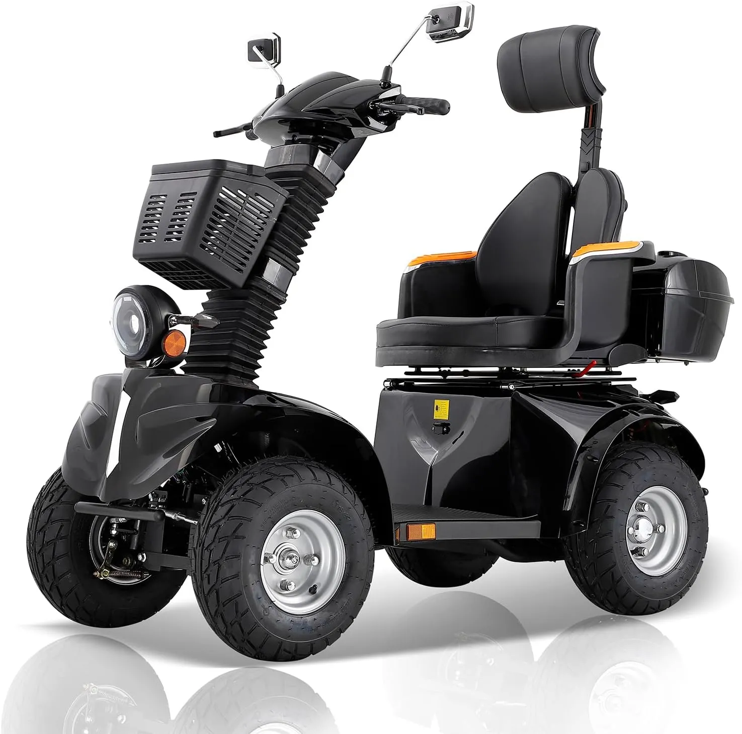 All Terrain Scooter for Seniors, Remote Control Operation, Adjustable Features, and Safety Systems, Black