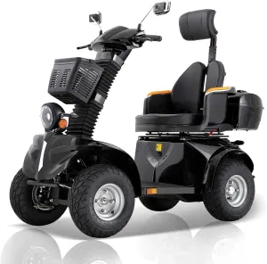 All Terrain Scooter for Seniors, Remote Control Operation, Adjustable Features, and Safety Systems, Black
