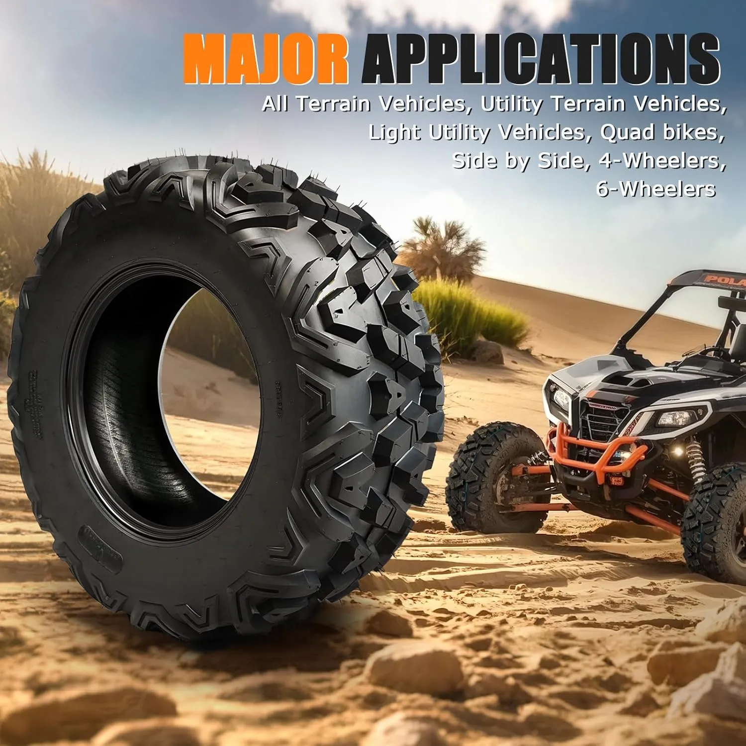 All Terrain Tires 26x11-14 ATV UTV Trail Sand Mud Off-Road Tire, 6-Ply Tubeless, Set of 2