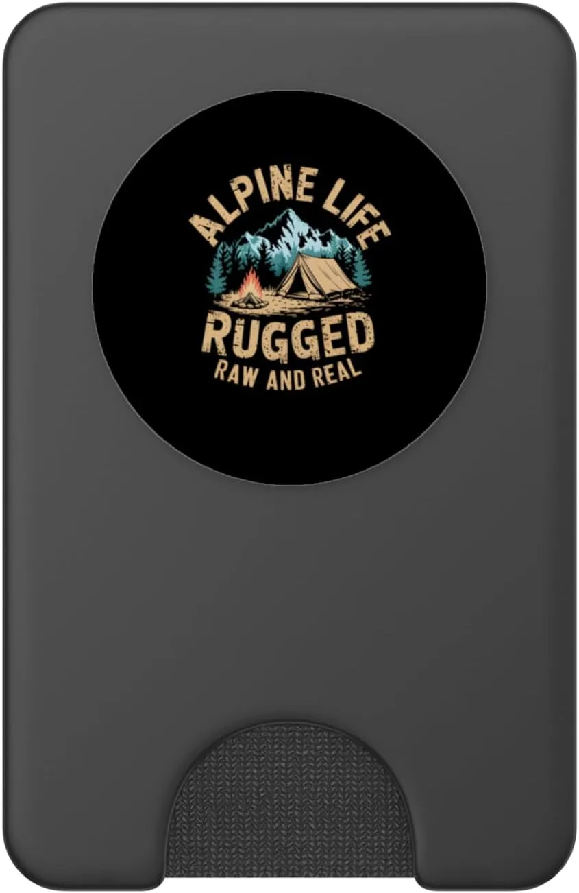 Alpine Camping Life Rugged Raw And Real Outdoor Adventure PopSockets PopWallet for MagSafe