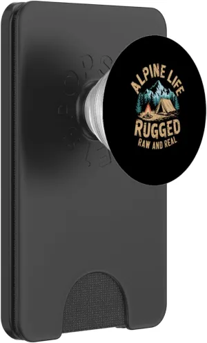 Alpine Camping Life Rugged Raw And Real Outdoor Adventure PopSockets PopWallet for MagSafe