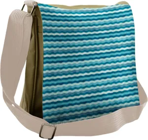 Ambesonne Abstract Messenger Bag, Ocean Waves Aquatic, Unisex Cross-body