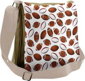 Ambesonne American Football Messenger Bag, Rugby Balls, Unisex Cross-body