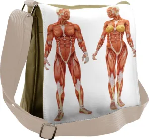 Ambesonne Anatomy Messenger Bag, Male Human Body, Unisex Cross-body