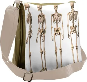 Ambesonne Anatomy Messenger Bag, Mankind Skeleton Bones Art, Unisex Cross-body