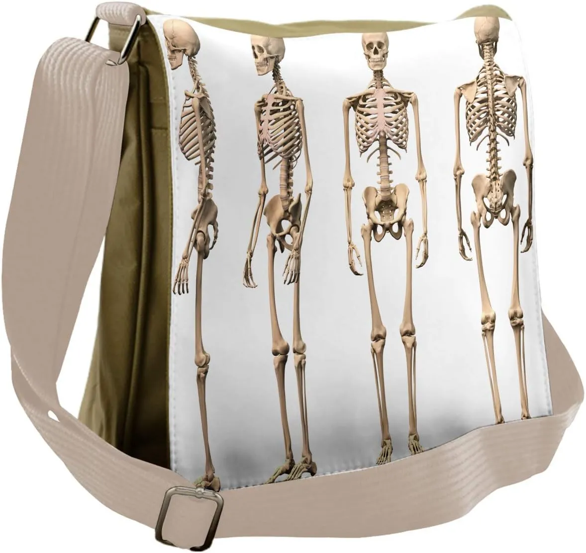 Ambesonne Anatomy Messenger Bag, Mankind Skeleton Bones Art, Unisex Cross-body