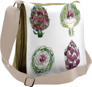 Ambesonne Artichoke Messenger Bag, Vegetables Diet Food, Unisex Cross-body