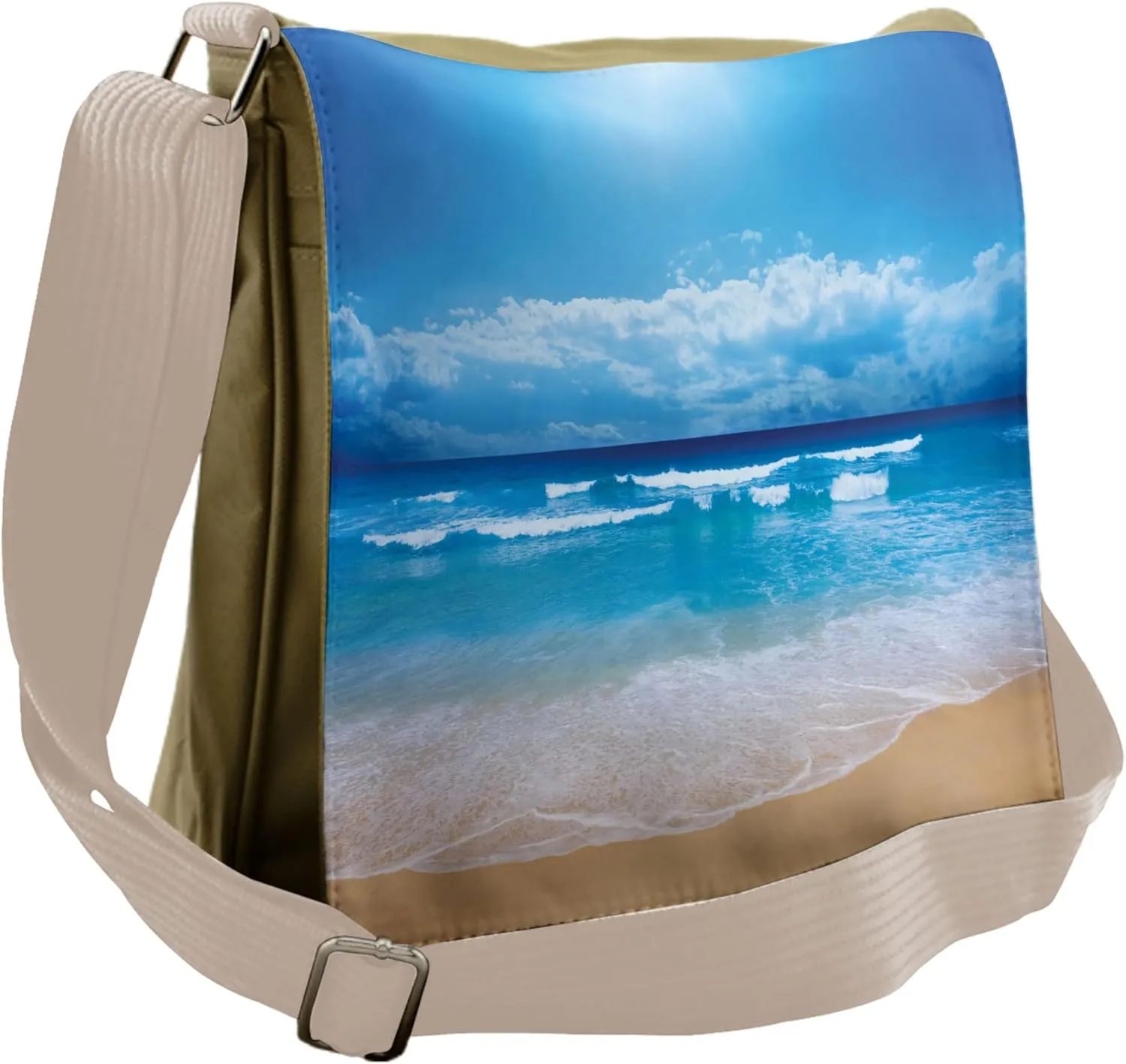 Ambesonne Beach Messenger Bag, Cloudy Sky in Sea Summer, Unisex Cross-body
