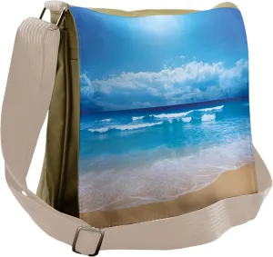 Ambesonne Beach Messenger Bag, Cloudy Sky in Sea Summer, Unisex Cross-body