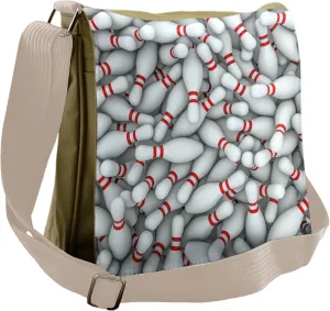 Ambesonne Bowling Party Messenger Bag, Vivid Pins Pile, Unisex Cross-body