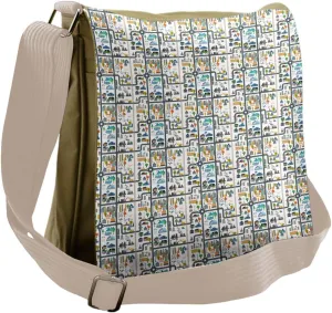 Ambesonne Car Race Track Messenger Bag, Cityscape Road, Unisex Cross-body