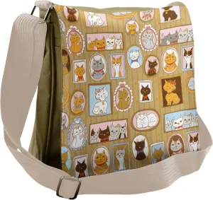 Ambesonne Cat Messenger Bag, Family Tree of Kitty Humor, Unisex Cross-body