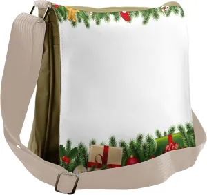 Ambesonne Christmas Messenger Bag, Classic Tree Garland, Unisex Cross-body