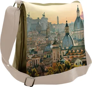 Ambesonne City Messenger Bag, Rome Historical Landmark, Unisex Cross-body