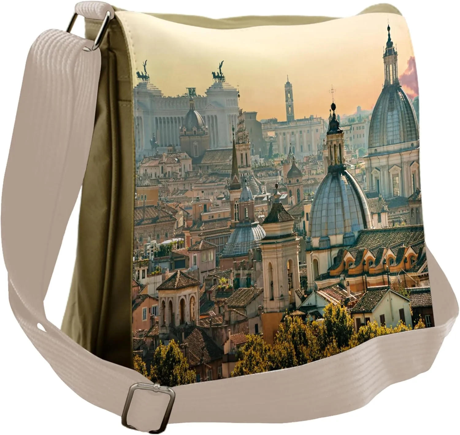Ambesonne City Messenger Bag, Rome Historical Landmark, Unisex Cross-body