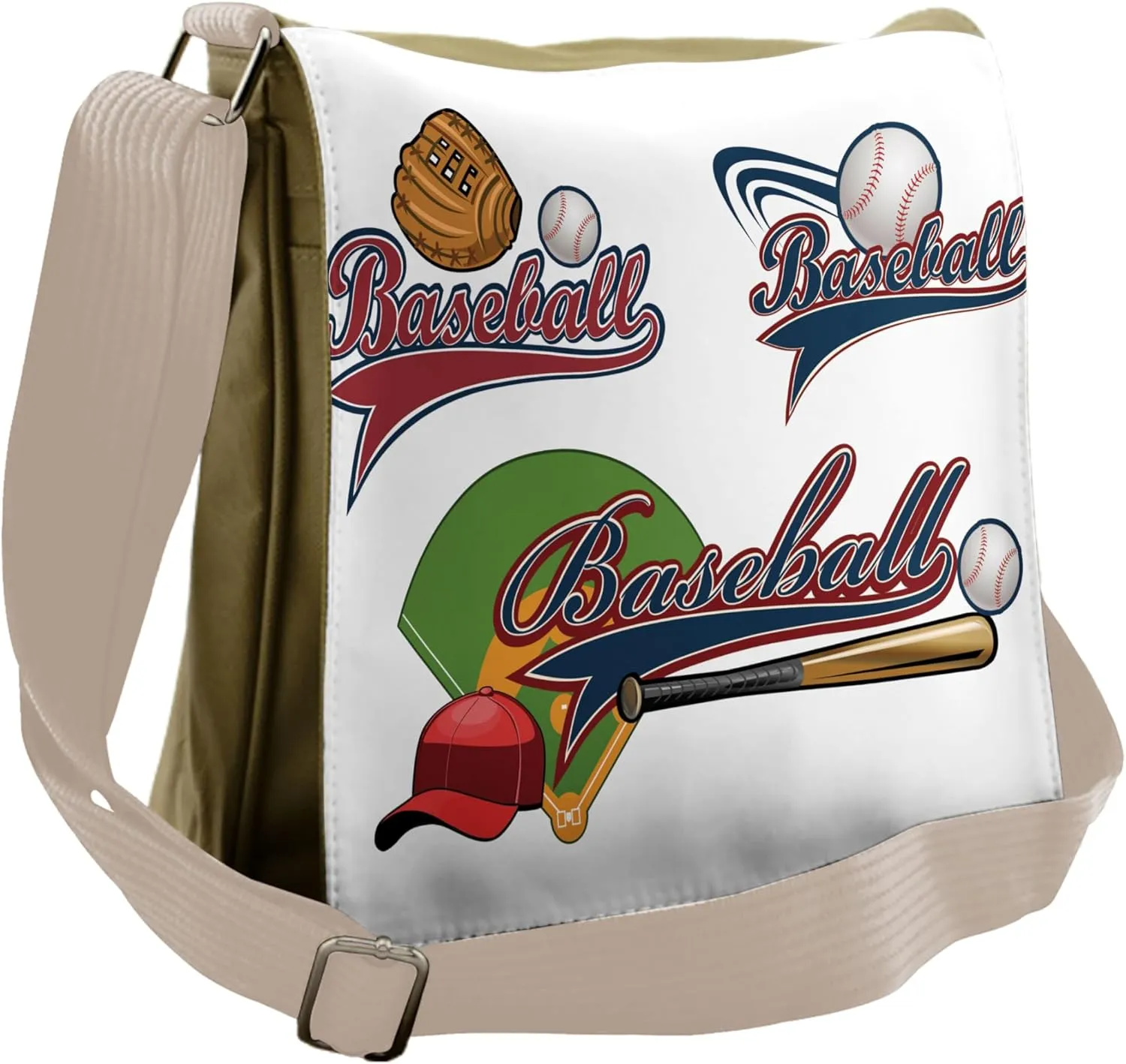 Ambesonne Colorful Messenger Bag, Baseball Mitt Ball, Unisex Cross-body