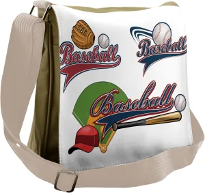 Ambesonne Colorful Messenger Bag, Baseball Mitt Ball, Unisex Cross-body