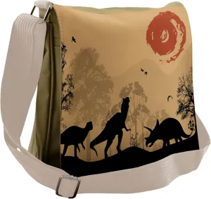 Ambesonne Dinosaur Messenger Bag, Prehistoric Wilderness, Unisex Cross-body