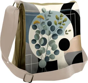 Ambesonne Eucalyptus Leaves Messenger Bag, Cold Mid Century, Unisex Cross-body