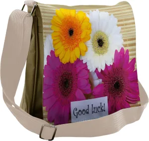 Ambesonne Flower Messenger Bag, Luck Colorful, Unisex Cross-body