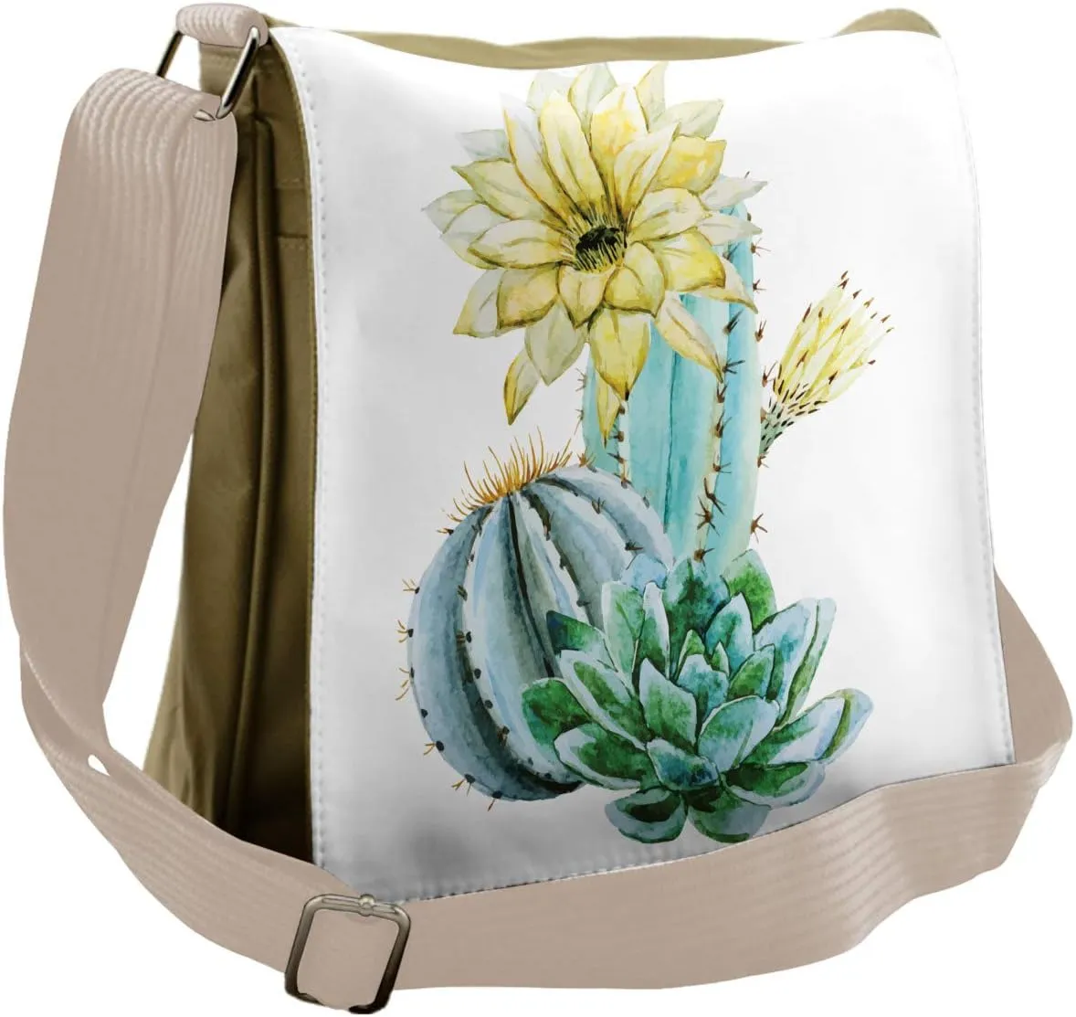 Ambesonne Flower Messenger Bag, Plant Spikes Cactus, Unisex Cross-body