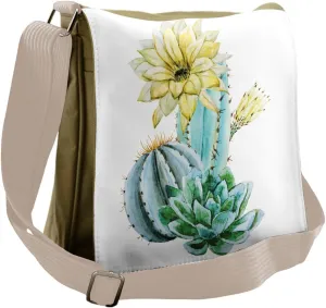 Ambesonne Flower Messenger Bag, Plant Spikes Cactus, Unisex Cross-body