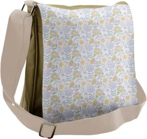 Ambesonne Garden Art Messenger Bag, Doodle Nature Scroll, Unisex Cross-body